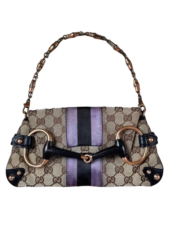 Gucci Handbags - Rare Authentic Vintage Gucci Tom Ford Horsebit Web GG Canvas Chain Clutch, COA